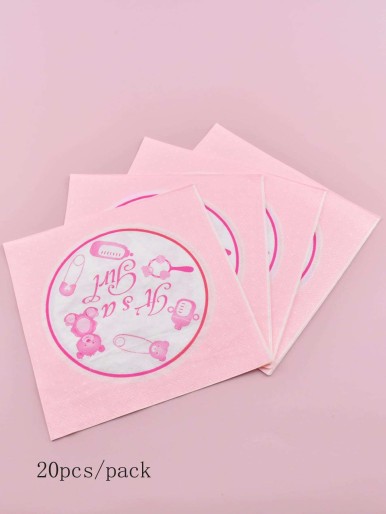 20pcs Cartoon Graphic Disposable Paper Napkin