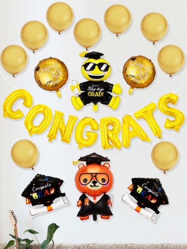 25pcs Cartoon Figure Design Graduation Balloon Set