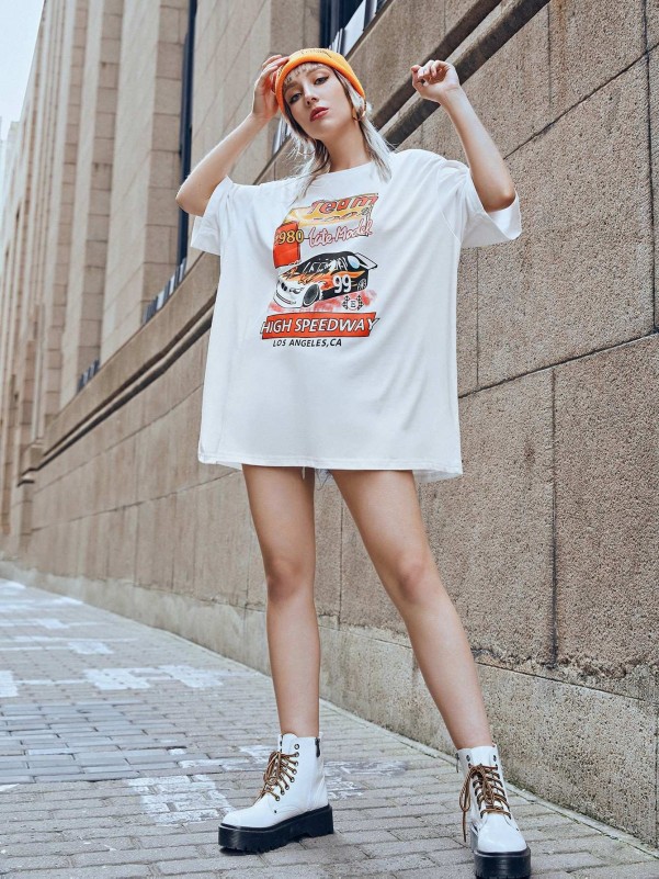 Oversized Car Graphic T-shirt