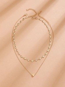 2pcs Heart Detail Necklace