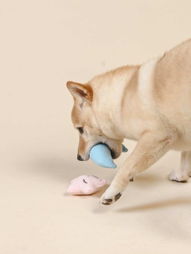 2pcs Moon & Star Shaped Dog Sound Toy