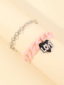 2pcs Toddler Girls Letter Charm Chain Bracelet