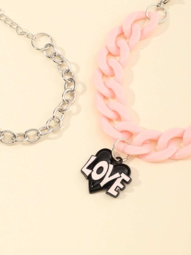 2pcs Toddler Girls Letter Charm Chain Bracelet