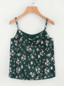 Flower Print Velvet Cami Top