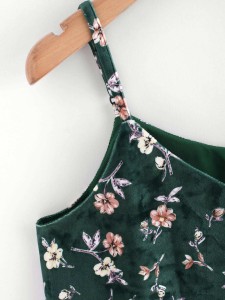 Flower Print Velvet Cami Top