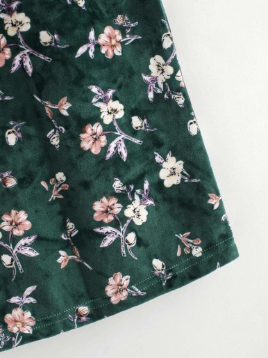 Flower Print Velvet Cami Top