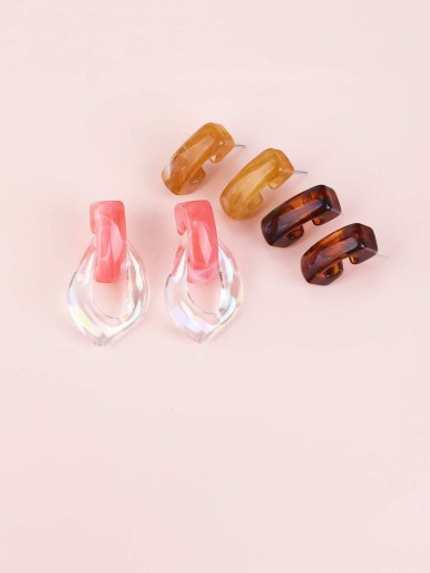 3pairs Girls Irregular Drop Earrings