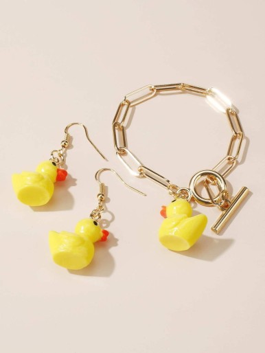 3pcs Duck Charm Jewelry Set