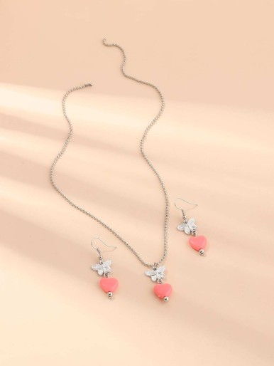 3pcs Girls Butterfly Jewelry Set