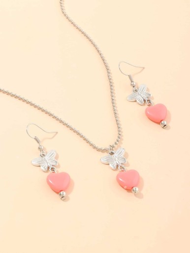 3pcs Girls Butterfly Jewelry Set