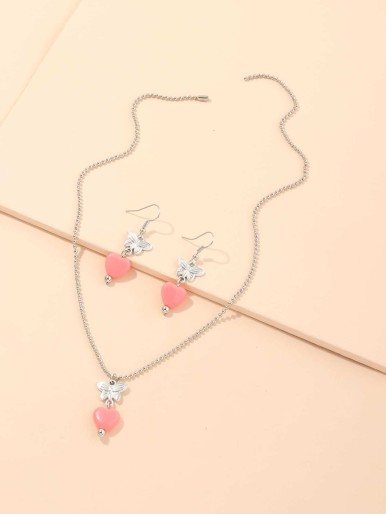 3pcs Girls Butterfly Jewelry Set