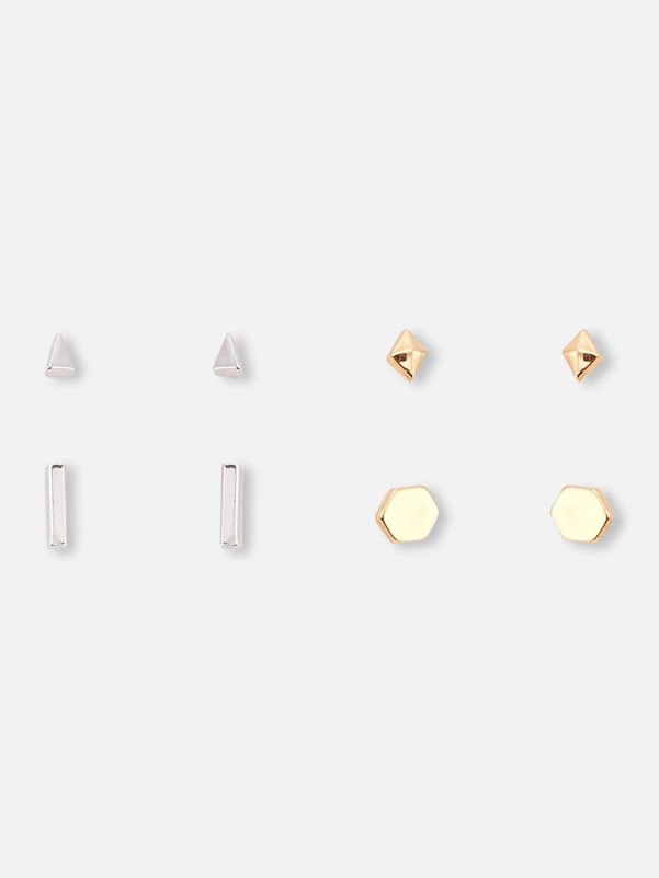 Geometric Stud Earrings 4pairs