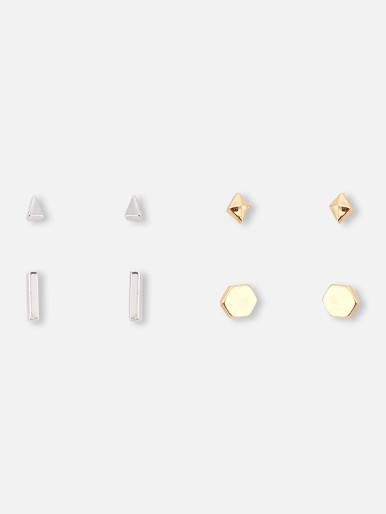 Geometric Stud Earrings 4pairs