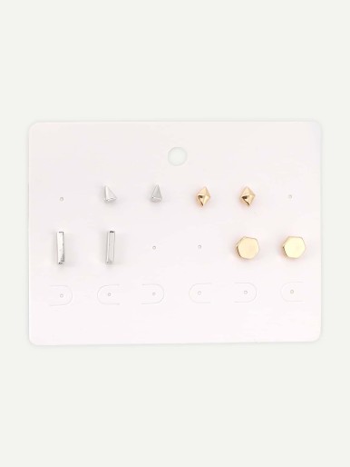 Geometric Stud Earrings 4pairs