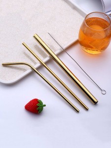 3pcs Stainless Steel Straw & 1pc Cleaning Brush & 1pc Bag