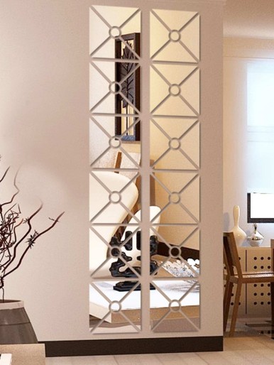 4pcs Square Mirror Surface Wall Sticker