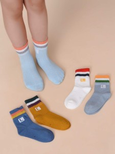 5pairs  Toddler Kids Striped Pattern Socks