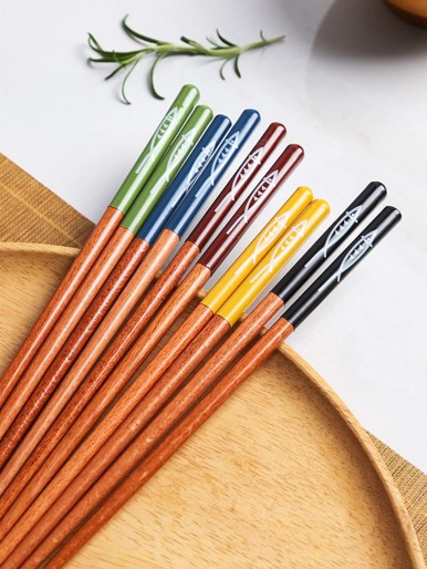 5pairs Random Color Wooden Chopstick