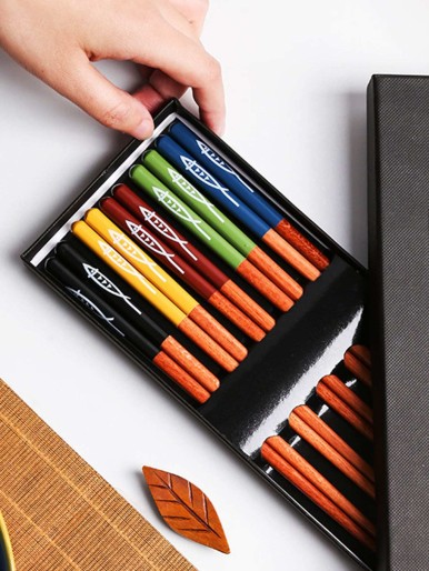 5pairs Random Color Wooden Chopstick