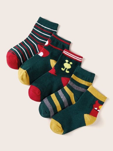 5pairs Toddler Boys Striped Pattern Socks
