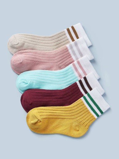 5pairs Toddler Kids Striped Pattern Socks