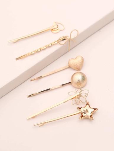 6pcs Heart Decor Bobby Pin