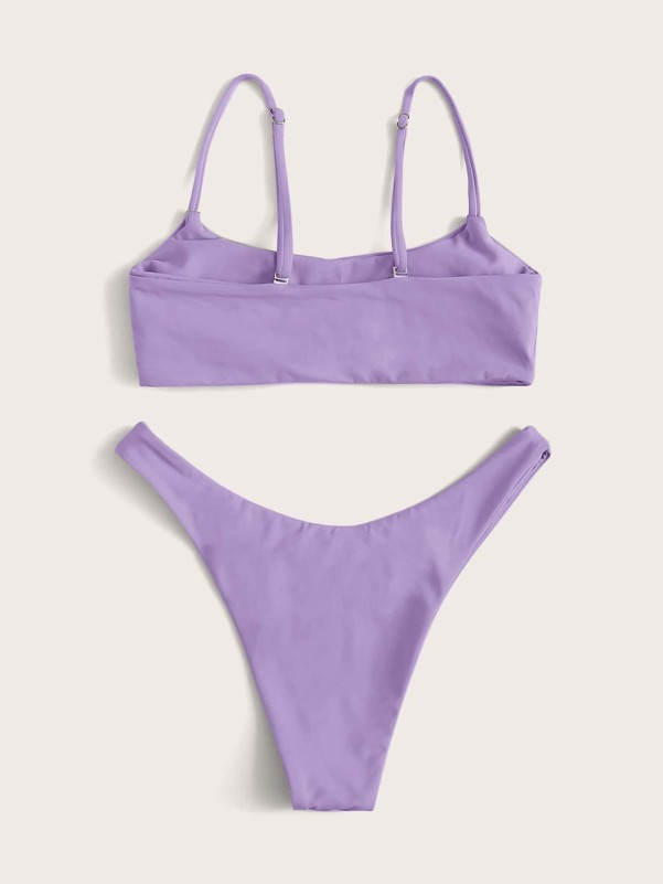 Adjustable Strap High Cut Bikini Swimsuit