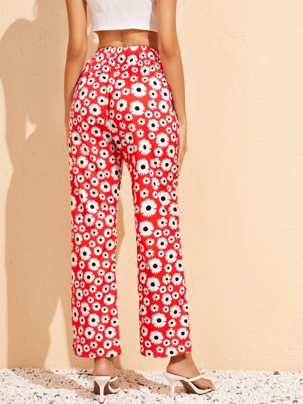 Floral Print Flare Leg Pants