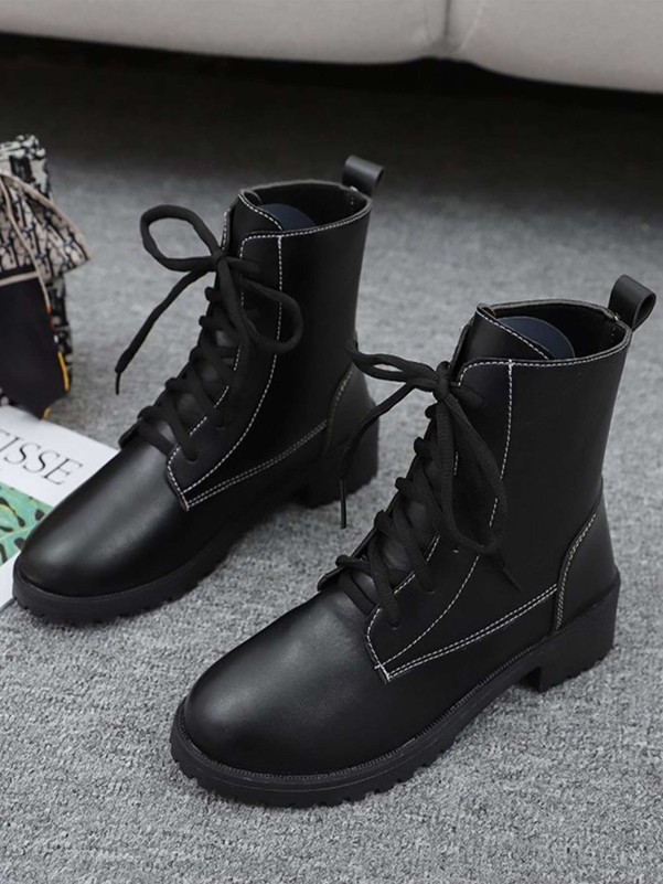 Minimalist Lace-up Front Combat Boots