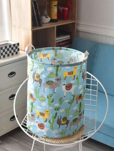 Alpaca Print Clothes Storage Basket