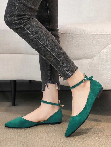 Ankle Strap Point Toe Flats