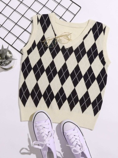 Argyle Pattern Sweater Vest