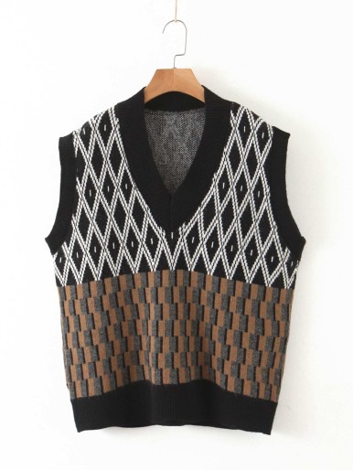 Argyle Pattern Sweater Vest