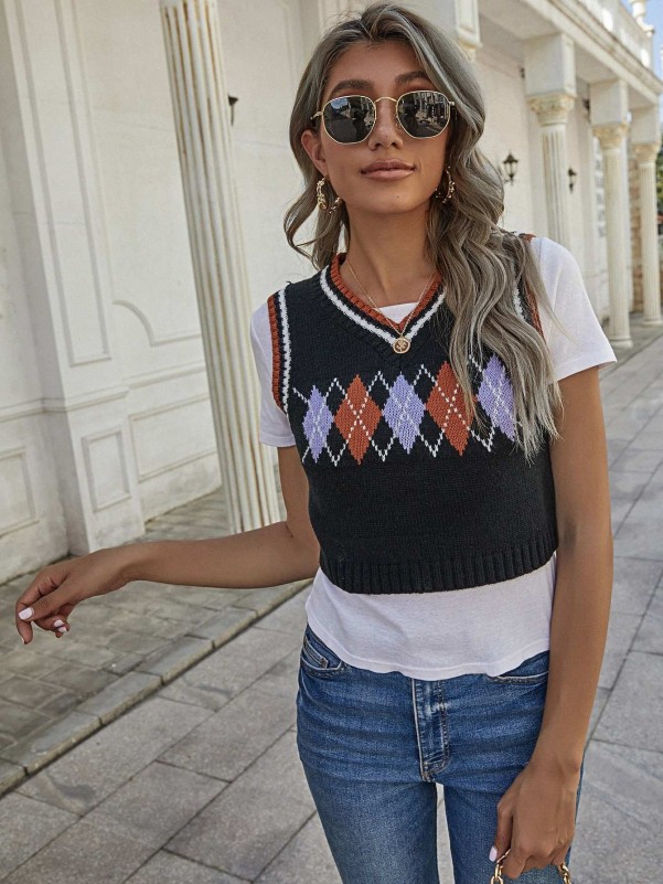 Argyle Pattern Sweater Vest