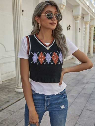 Argyle Pattern Sweater Vest