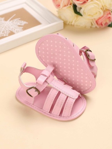 Baby Boy Bow Decor Hook-and-loop Fastener Strap Sandals