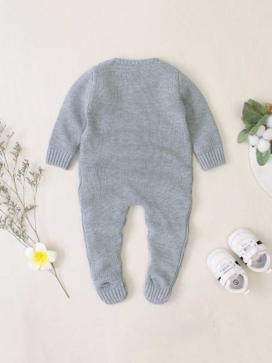 Baby Boy Button Through Cable Knit Jumpsuit