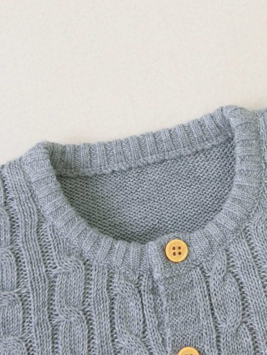 Baby Boy Button Through Cable Knit Jumpsuit