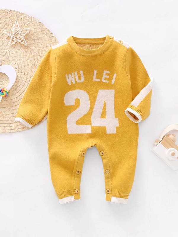 Baby Boy Letter Pattern Knit Jumpsuit