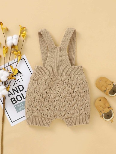 Baby Boy Solid Cable Knit Overall Romper