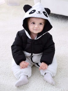 Baby Boy Spliced Panda Print Padded Jumpsuit