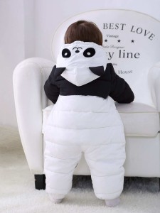 Baby Boy Spliced Panda Print Padded Jumpsuit