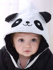 Baby Boy Spliced Panda Print Padded Jumpsuit