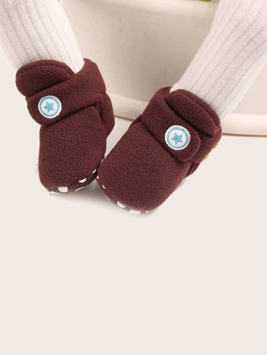 Baby Boy Star Appliques Hook-and-loop Fastener Strap Fluffy Boots