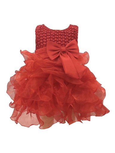 Baby Girl Beaded Layered Hem Gown Dress