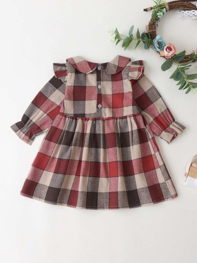 Baby Girl Buffalo Plaid Ruffle Smock Dress