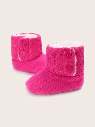 Baby Girl Button Decor Crochet Warm Boots