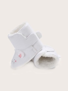 Baby Girl Cartoon Design Plush Lined Boots