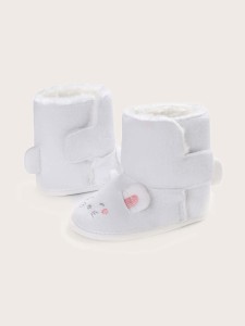 Baby Girl Cartoon Design Plush Lined Boots