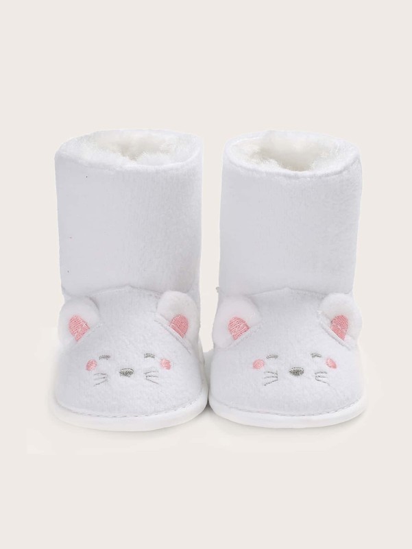 Baby Girl Cartoon Design Plush Lined Boots